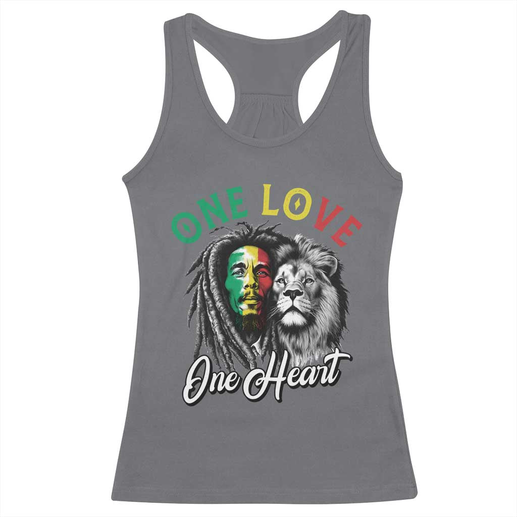 Reggae Legend Racerback Tank Top One Love One Heart Rastafarian Reggae Music Lion - Wonder Print Shop