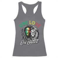Reggae Legend Racerback Tank Top One Love One Heart Rastafarian Reggae Music Lion - Wonder Print Shop