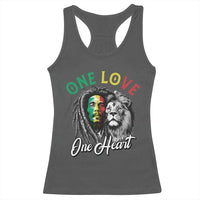 Reggae Legend Racerback Tank Top One Love One Heart Rastafarian Reggae Music Lion - Wonder Print Shop