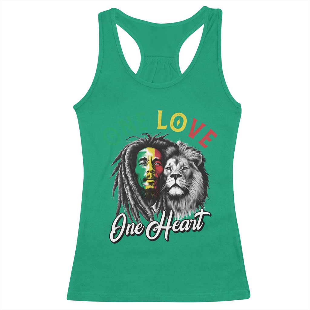 Reggae Legend Racerback Tank Top One Love One Heart Rastafarian Reggae Music Lion - Wonder Print Shop