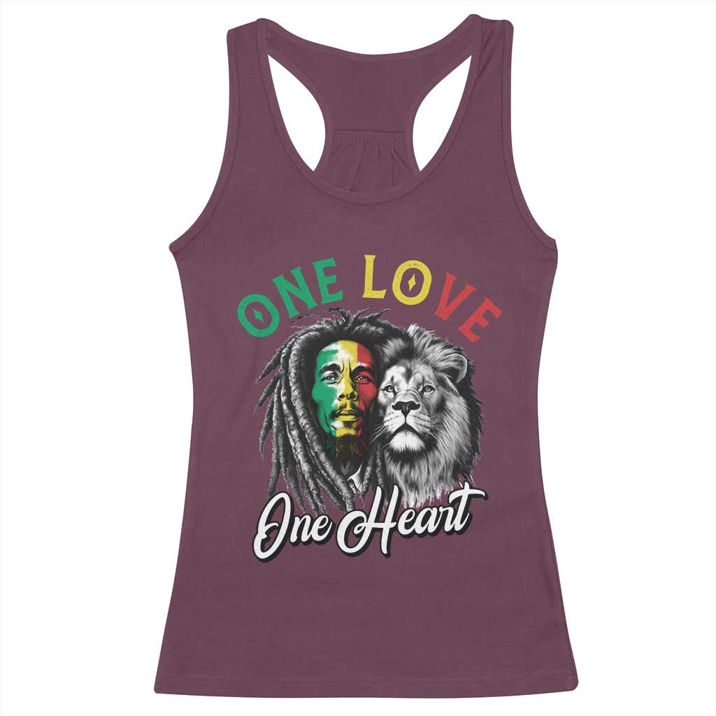 Reggae Legend Racerback Tank Top One Love One Heart Rastafarian Reggae Music Lion - Wonder Print Shop