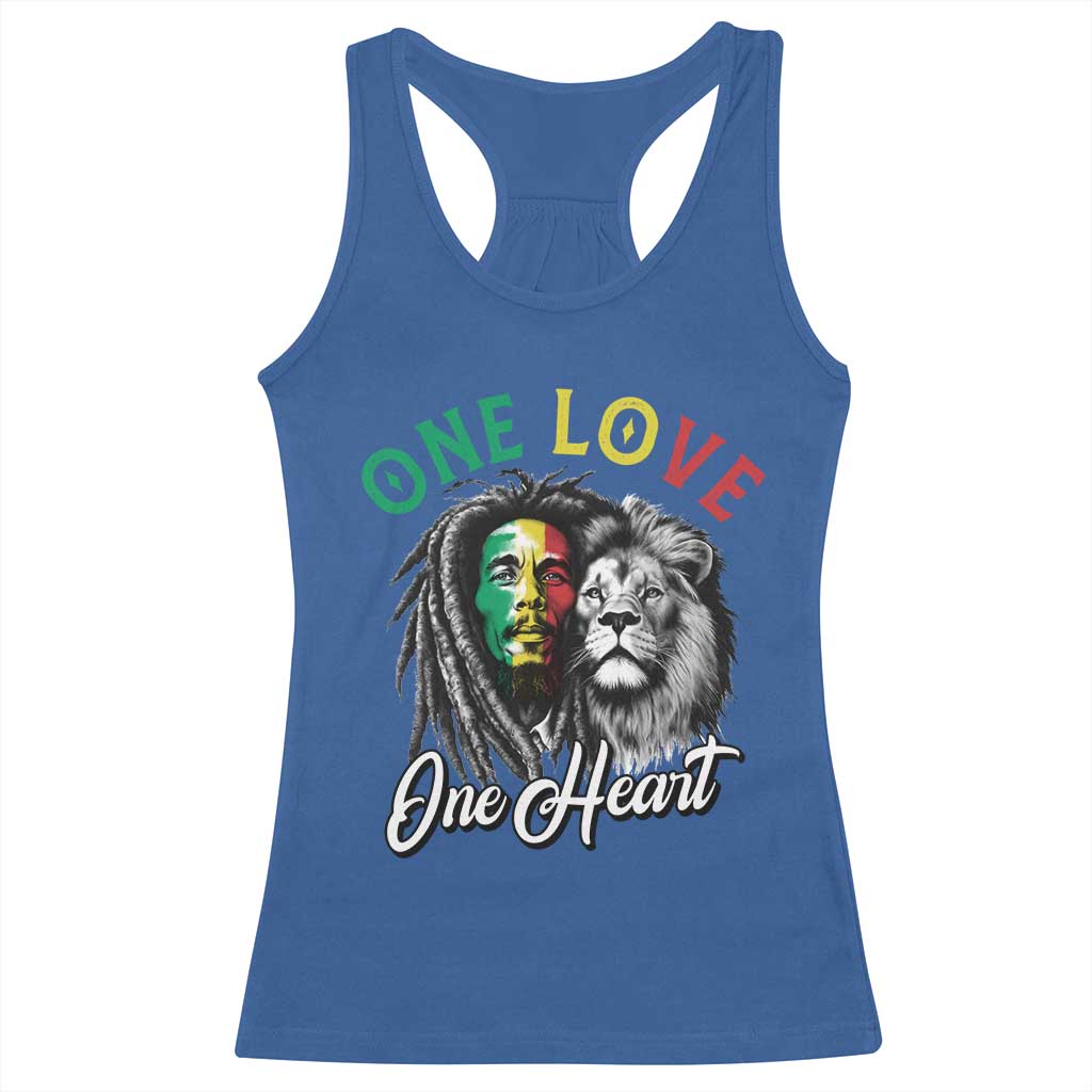 Reggae Legend Racerback Tank Top One Love One Heart Rastafarian Reggae Music Lion - Wonder Print Shop