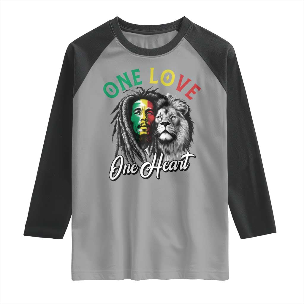Reggae Legend Raglan Shirt One Love One Heart Rastafarian Reggae Music Lion - Wonder Print Shop
