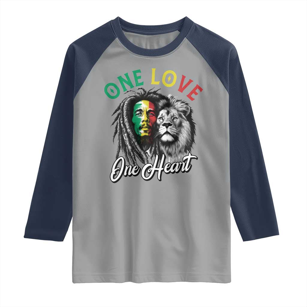 Reggae Legend Raglan Shirt One Love One Heart Rastafarian Reggae Music Lion - Wonder Print Shop