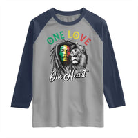 Reggae Legend Raglan Shirt One Love One Heart Rastafarian Reggae Music Lion - Wonder Print Shop