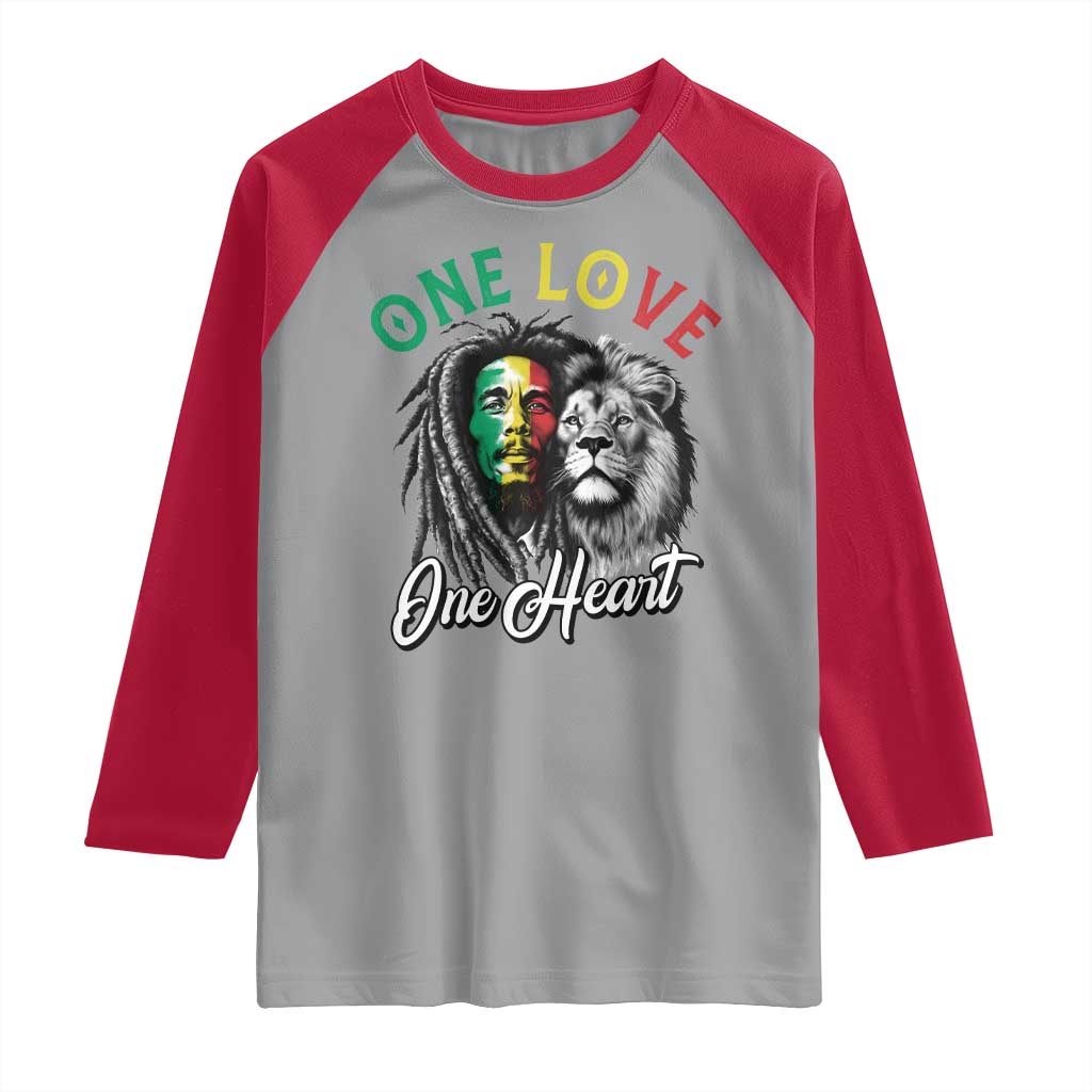 Reggae Legend Raglan Shirt One Love One Heart Rastafarian Reggae Music Lion - Wonder Print Shop