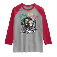 Reggae Legend Raglan Shirt One Love One Heart Rastafarian Reggae Music Lion - Wonder Print Shop