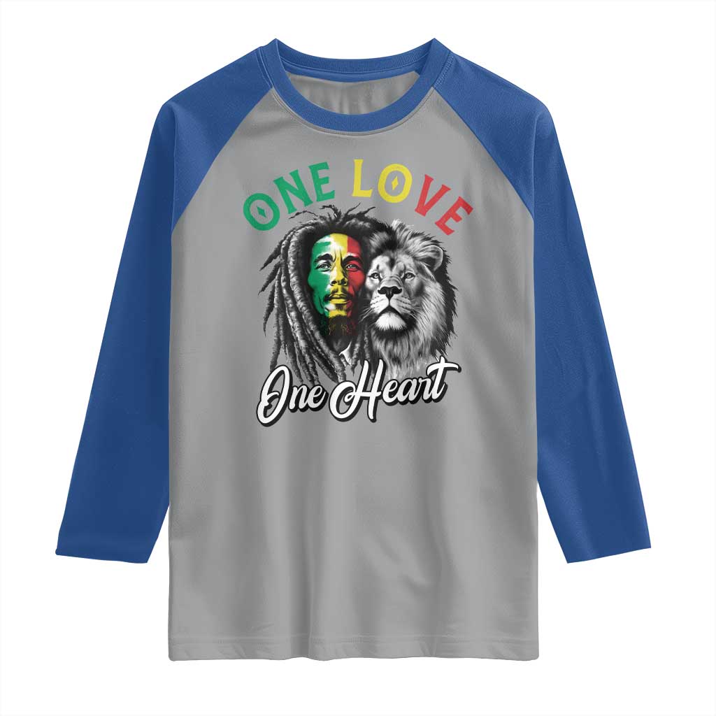 Reggae Legend Raglan Shirt One Love One Heart Rastafarian Reggae Music Lion - Wonder Print Shop