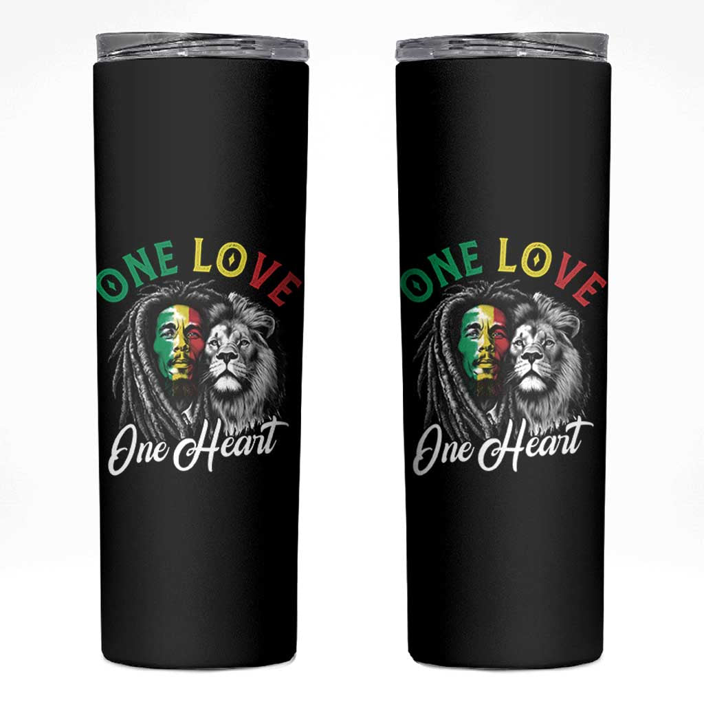 Reggae Legend Skinny Tumbler One Love One Heart Rastafarian Reggae Music Lion - Wonder Print Shop