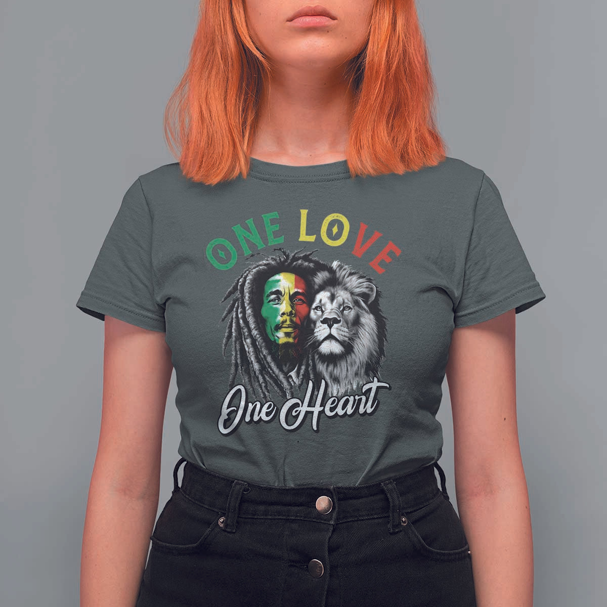 Reggae Legend T Shirt For Women One Love One Heart Rastafarian Reggae Music Lion - Wonder Print Shop
