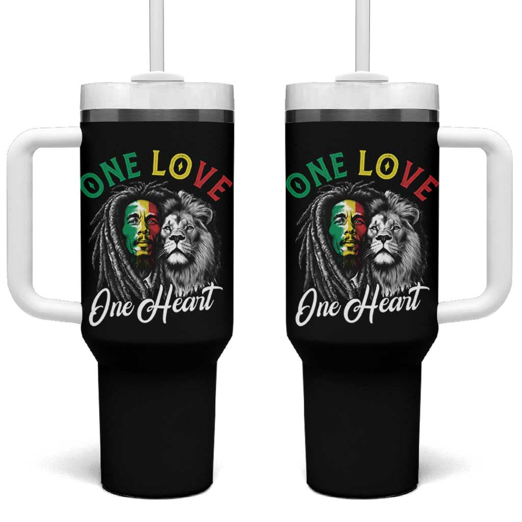 Reggae Legend Tumbler With Handle One Love One Heart Rastafarian Reggae Music Lion - Wonder Print Shop