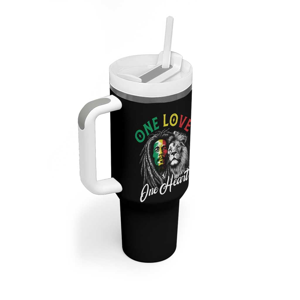 Reggae Legend Tumbler With Handle One Love One Heart Rastafarian Reggae Music Lion - Wonder Print Shop