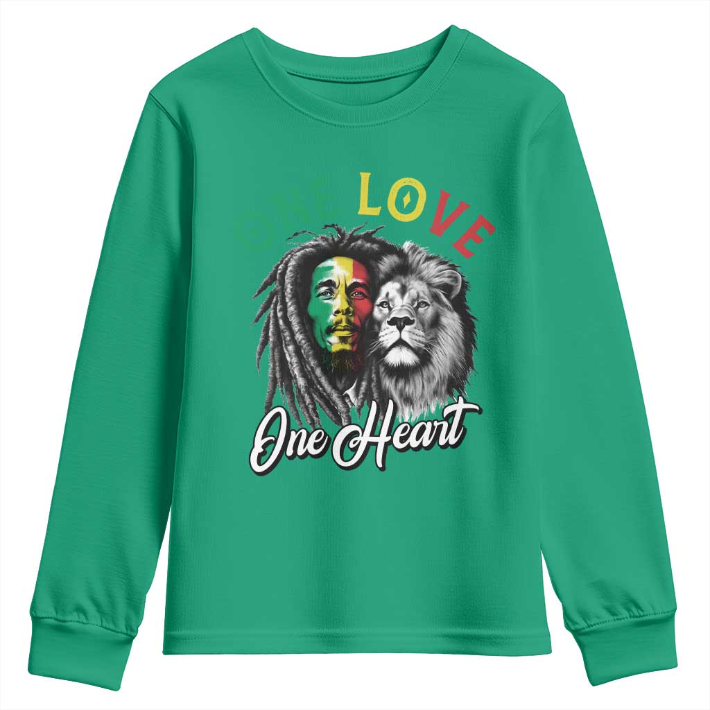Reggae Legend Youth Sweatshirt One Love One Heart Rastafarian Reggae Music Lion - Wonder Print Shop