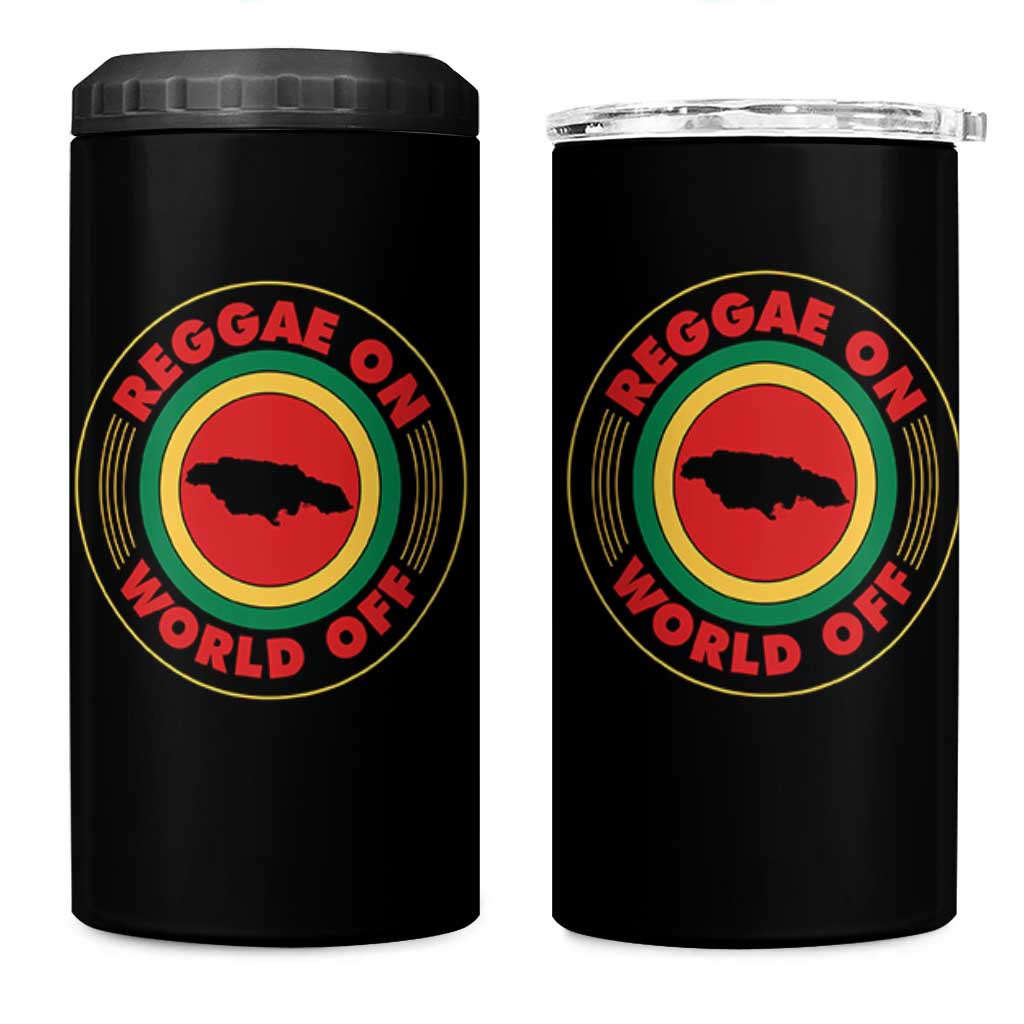 Reggae On World Off 4 in 1 Can Cooler Tumbler Rasta Music Rastafarian Jamaica - Wonder Print Shop