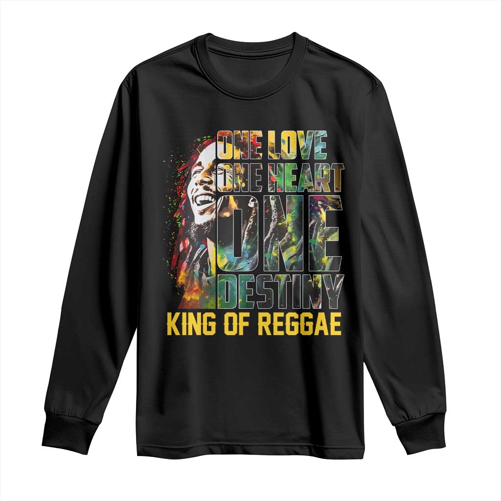 Legend Bob Long Sleeve Shirt One Love Heart Destiny King Of Reggae - Wonder Print Shop