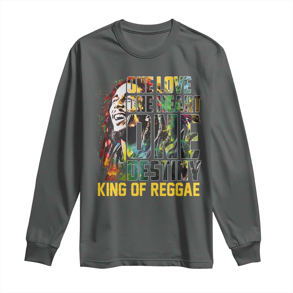 Legend Bob Long Sleeve Shirt One Love Heart Destiny King Of Reggae - Wonder Print Shop