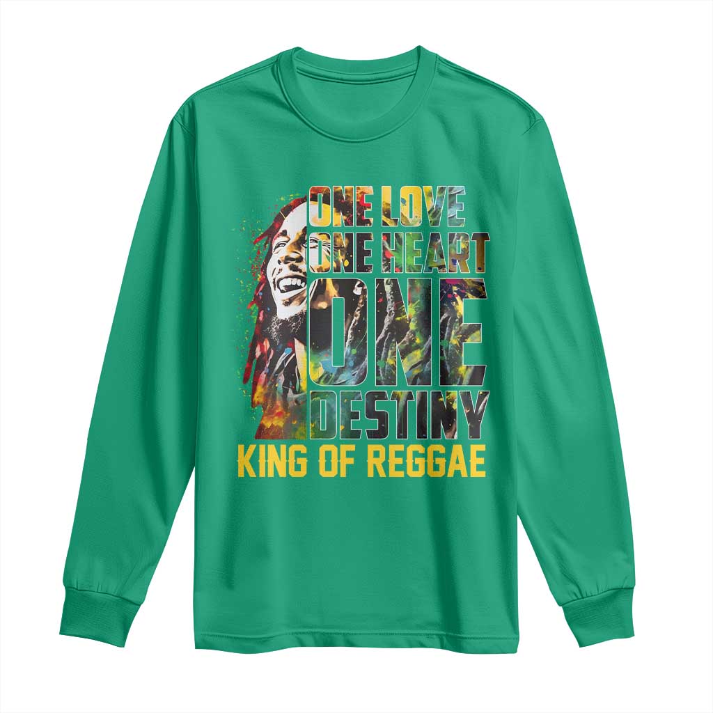 Legend Bob Long Sleeve Shirt One Love Heart Destiny King Of Reggae - Wonder Print Shop