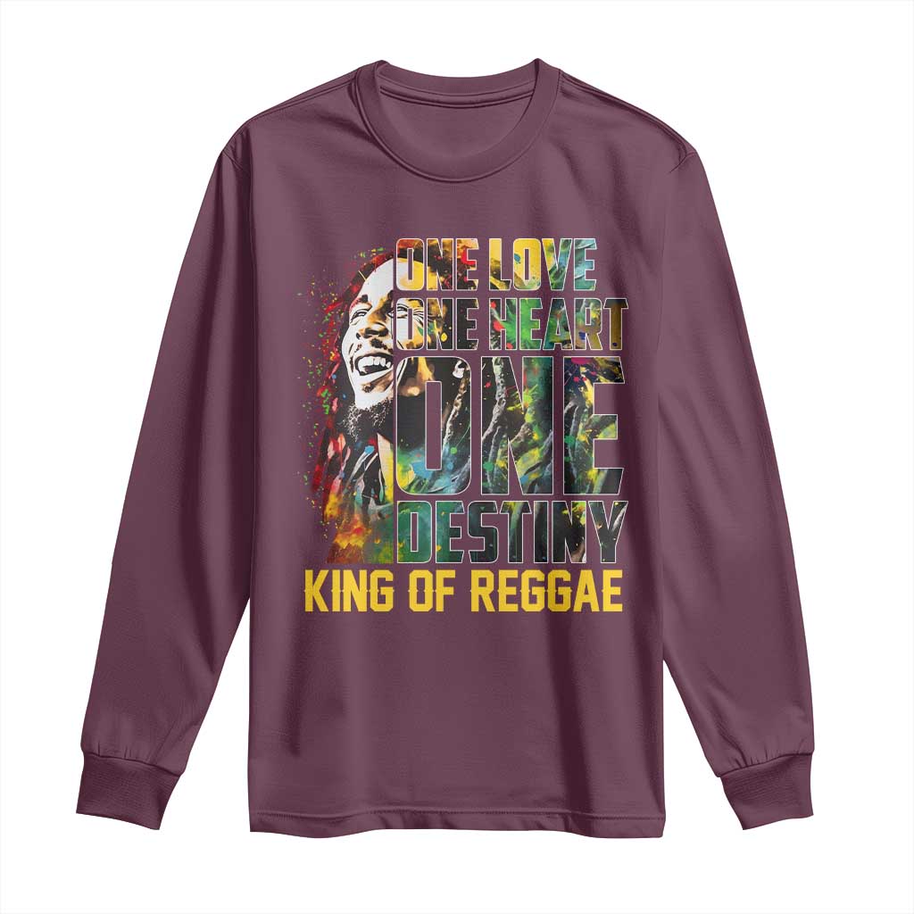 Legend Bob Long Sleeve Shirt One Love Heart Destiny King Of Reggae - Wonder Print Shop