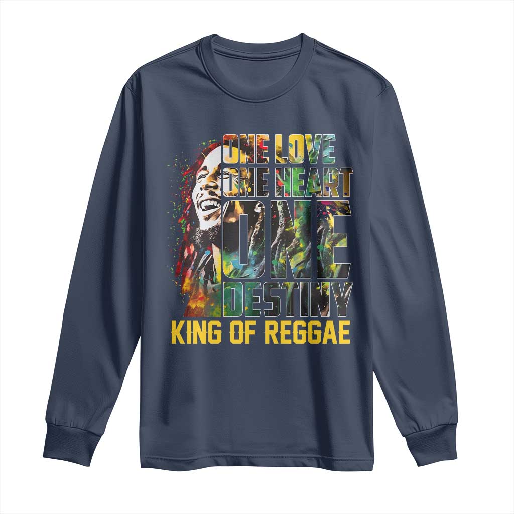 Legend Bob Long Sleeve Shirt One Love Heart Destiny King Of Reggae - Wonder Print Shop