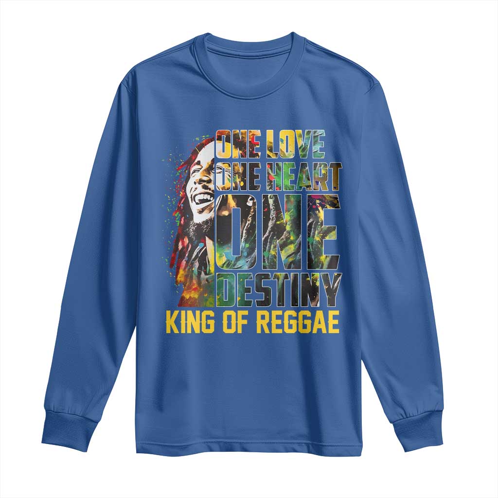 Legend Bob Long Sleeve Shirt One Love Heart Destiny King Of Reggae - Wonder Print Shop
