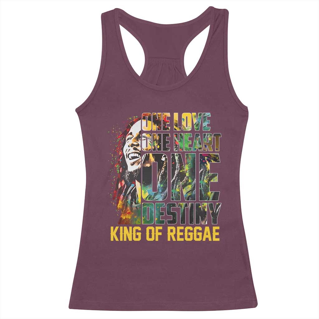Legend Bob Racerback Tank Top One Love Heart Destiny King Of Reggae - Wonder Print Shop