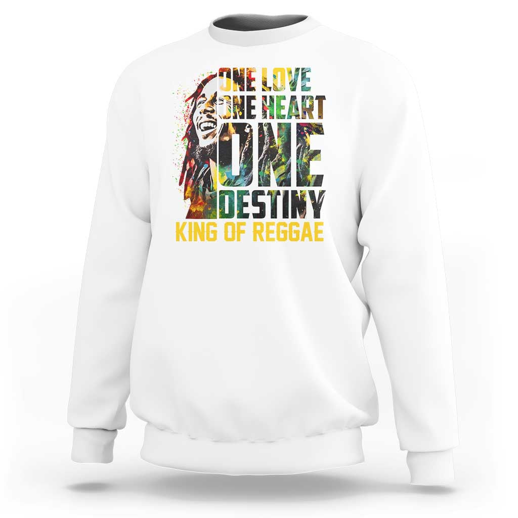Legend Bob Sweatshirt One Love Heart Destiny King Of Reggae - Wonder Print Shop