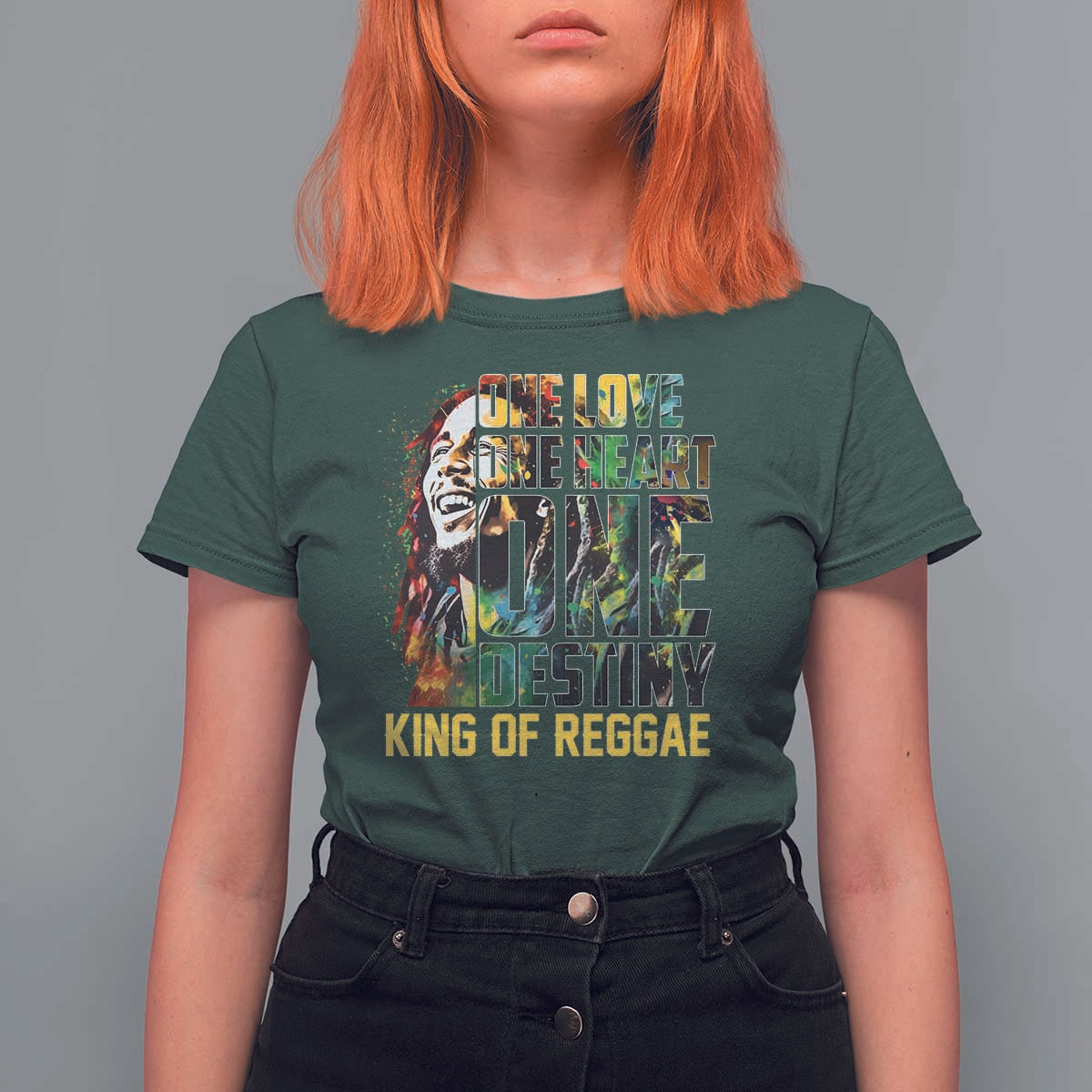 Legend Bob T Shirt For Women One Love Heart Destiny King Of Reggae - Wonder Print Shop