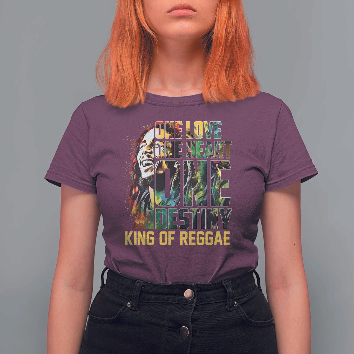 Legend Bob T Shirt For Women One Love Heart Destiny King Of Reggae - Wonder Print Shop