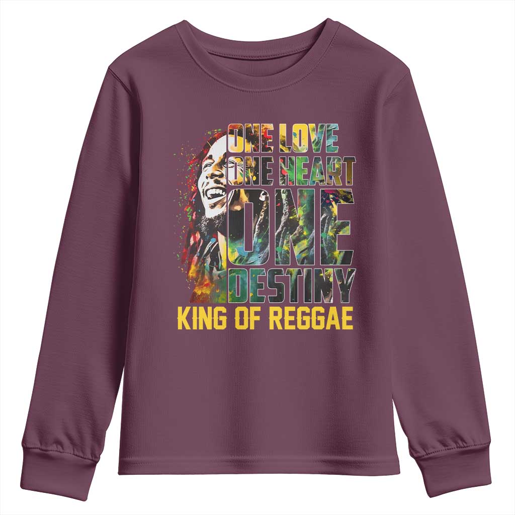 Legend Bob Youth Sweatshirt One Love Heart Destiny King Of Reggae - Wonder Print Shop