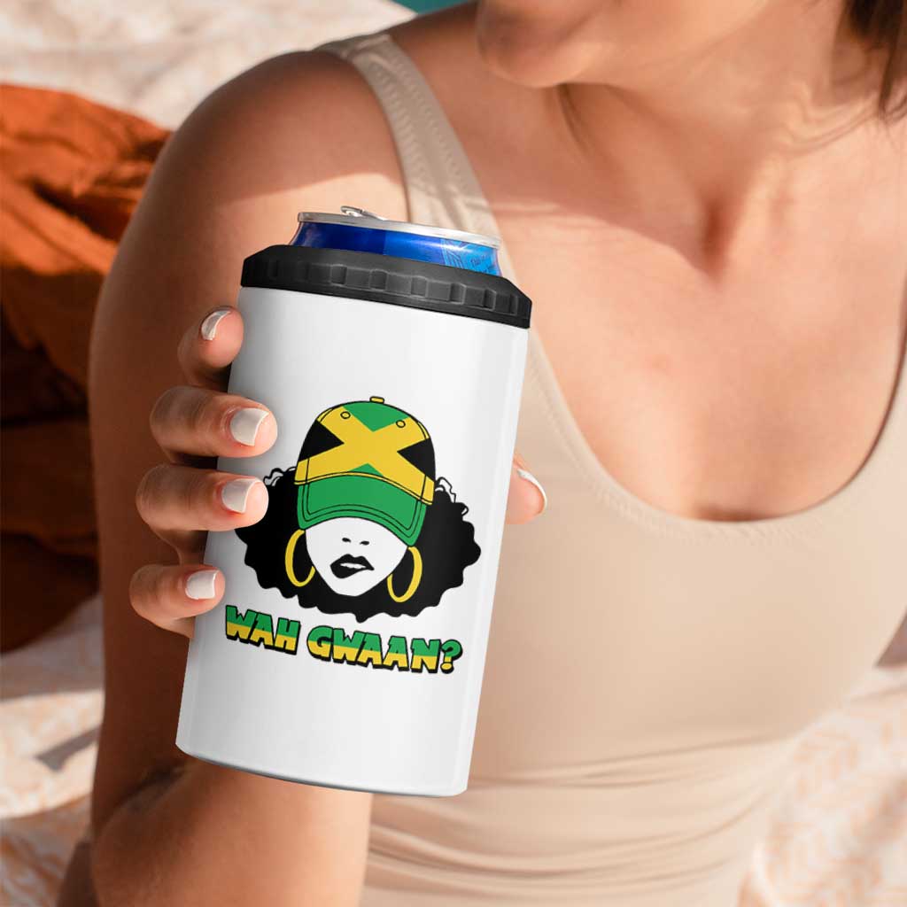 Jamaican Girl 4 in 1 Can Cooler Tumbler Wah Gwaan Jamaica Flag - Wonder Print Shop
