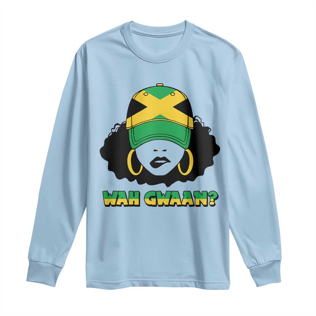 Jamaican Girl Long Sleeve Shirt Wah Gwaan Jamaica Flag - Wonder Print Shop