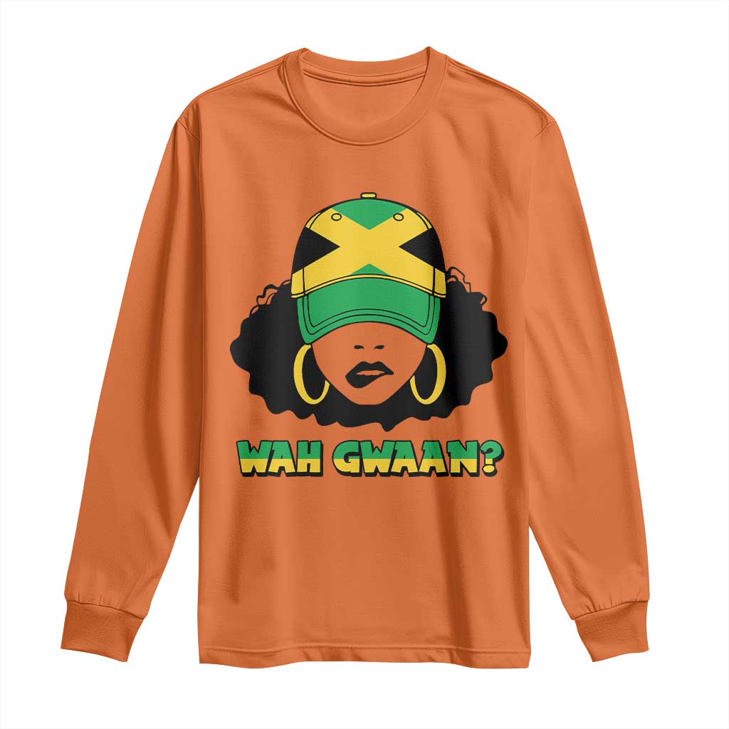 Jamaican Girl Long Sleeve Shirt Wah Gwaan Jamaica Flag - Wonder Print Shop
