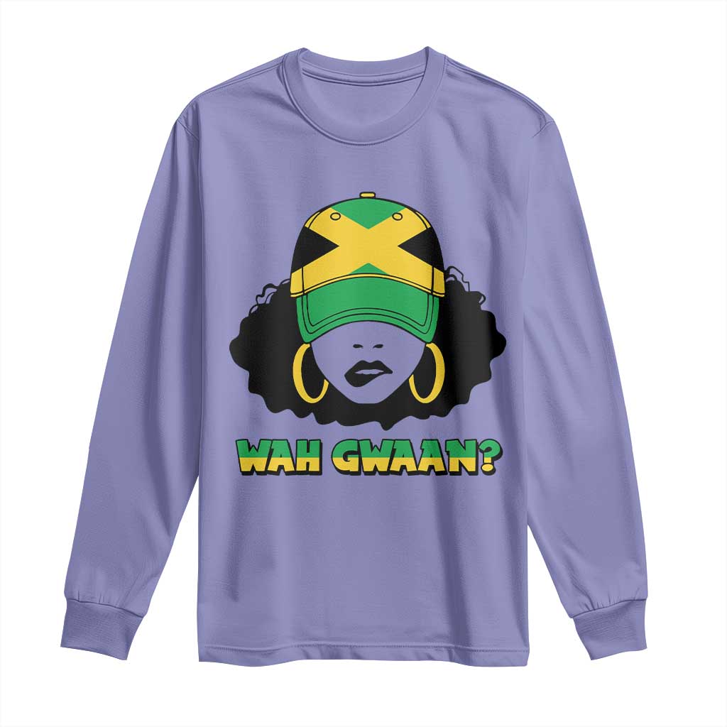 Jamaican Girl Long Sleeve Shirt Wah Gwaan Jamaica Flag - Wonder Print Shop