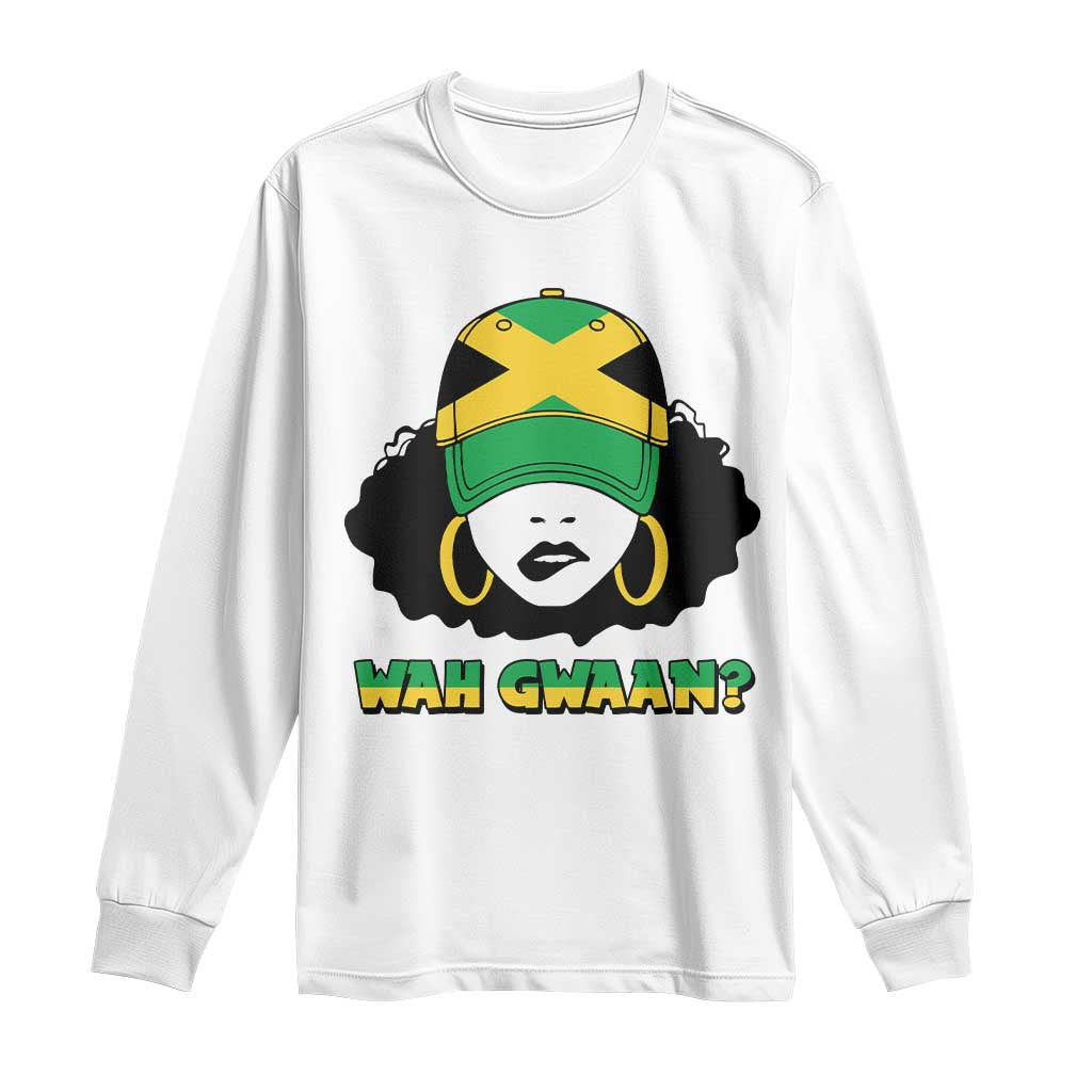 Jamaican Girl Long Sleeve Shirt Wah Gwaan Jamaica Flag - Wonder Print Shop
