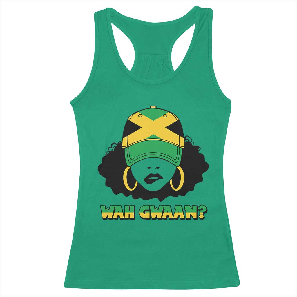 Jamaican Girl Racerback Tank Top Wah Gwaan Jamaica Flag - Wonder Print Shop