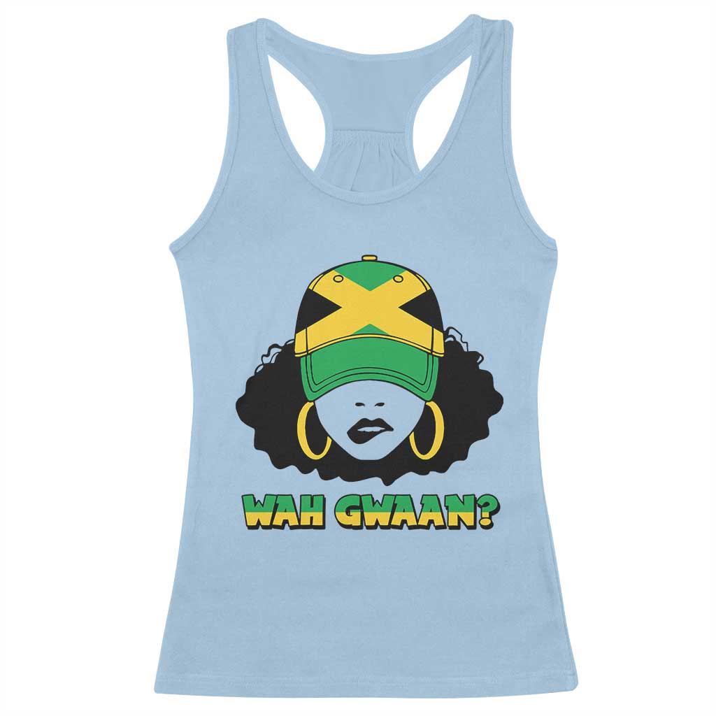 Jamaican Girl Racerback Tank Top Wah Gwaan Jamaica Flag - Wonder Print Shop