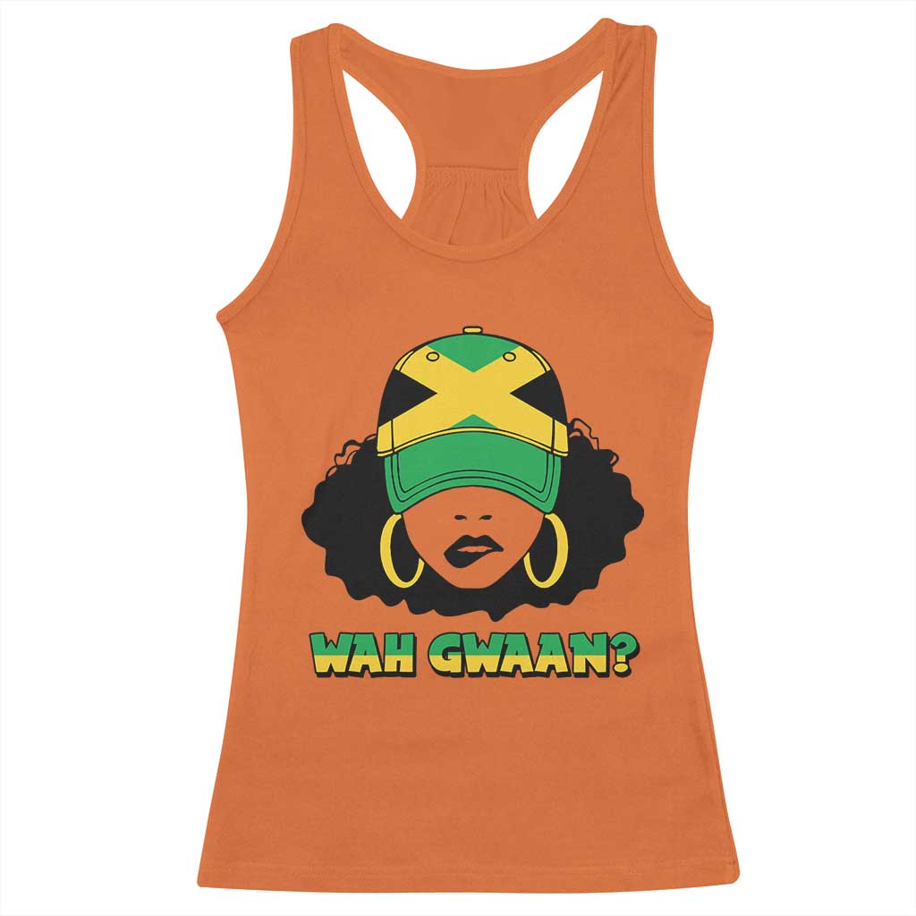 Jamaican Girl Racerback Tank Top Wah Gwaan Jamaica Flag - Wonder Print Shop