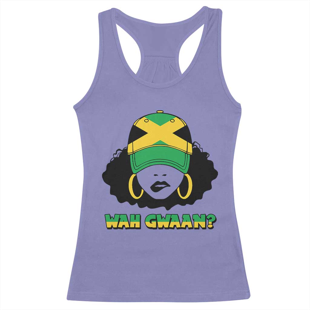 Jamaican Girl Racerback Tank Top Wah Gwaan Jamaica Flag - Wonder Print Shop
