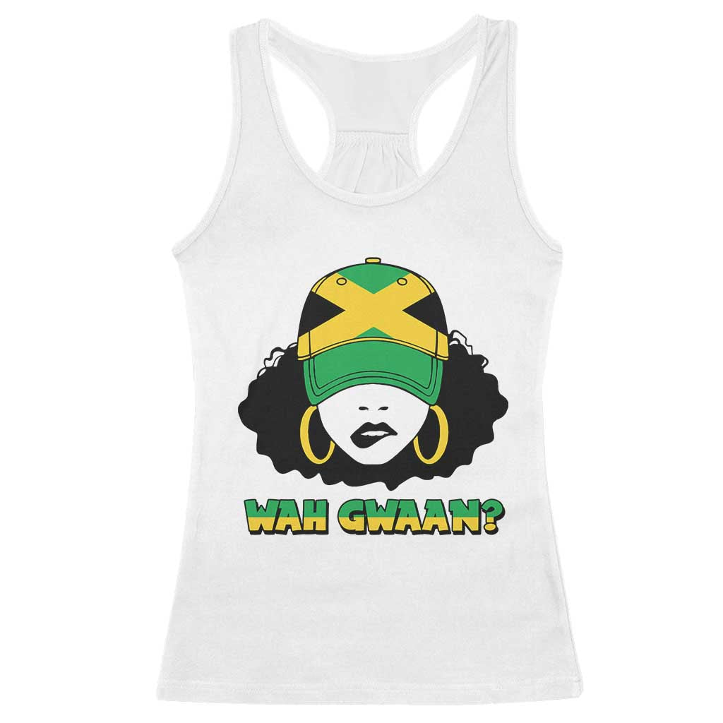 Jamaican Girl Racerback Tank Top Wah Gwaan Jamaica Flag - Wonder Print Shop