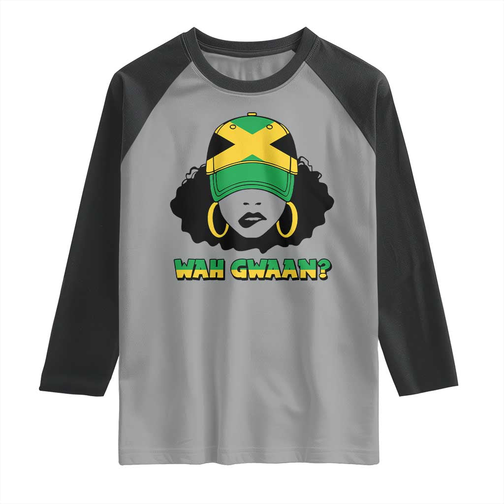 Jamaican Girl Raglan Shirt Wah Gwaan Jamaica Flag - Wonder Print Shop