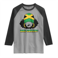 Jamaican Girl Raglan Shirt Wah Gwaan Jamaica Flag - Wonder Print Shop