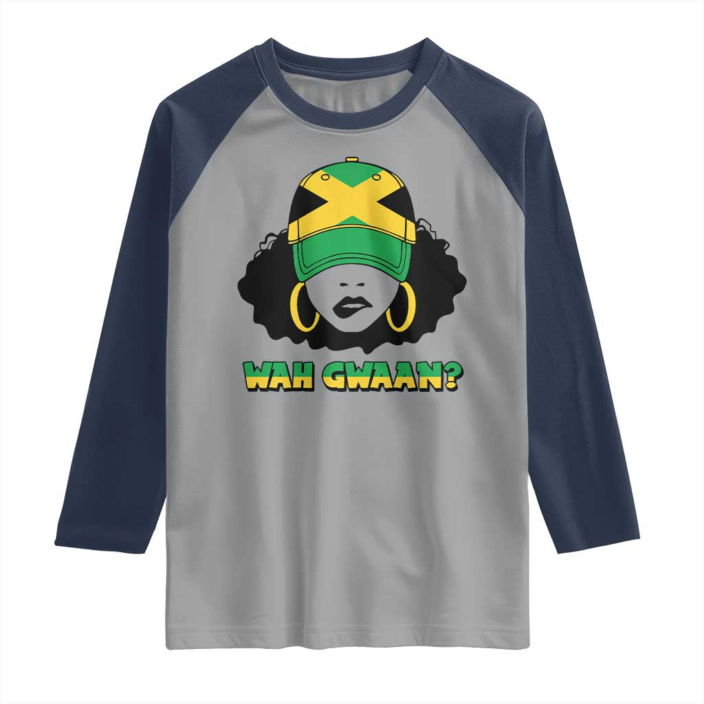 Jamaican Girl Raglan Shirt Wah Gwaan Jamaica Flag - Wonder Print Shop