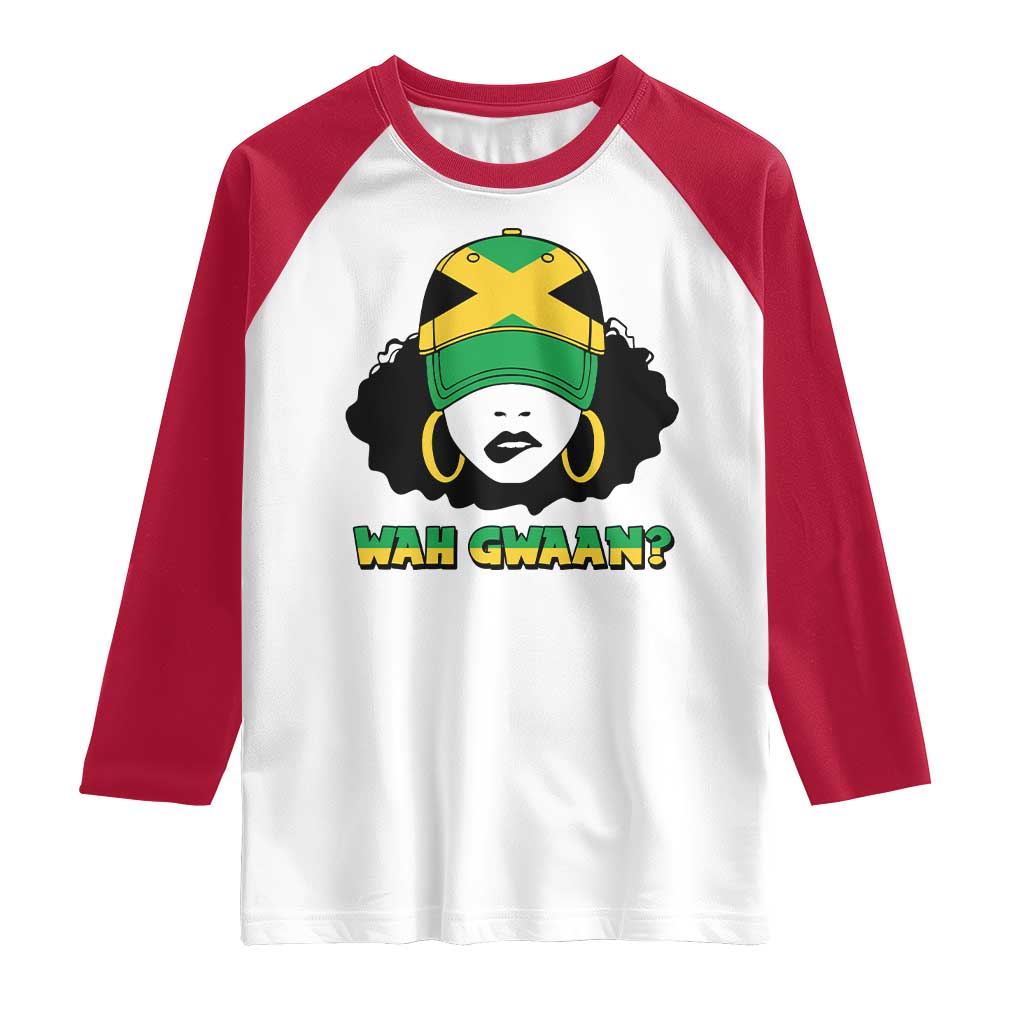 Jamaican Girl Raglan Shirt Wah Gwaan Jamaica Flag - Wonder Print Shop