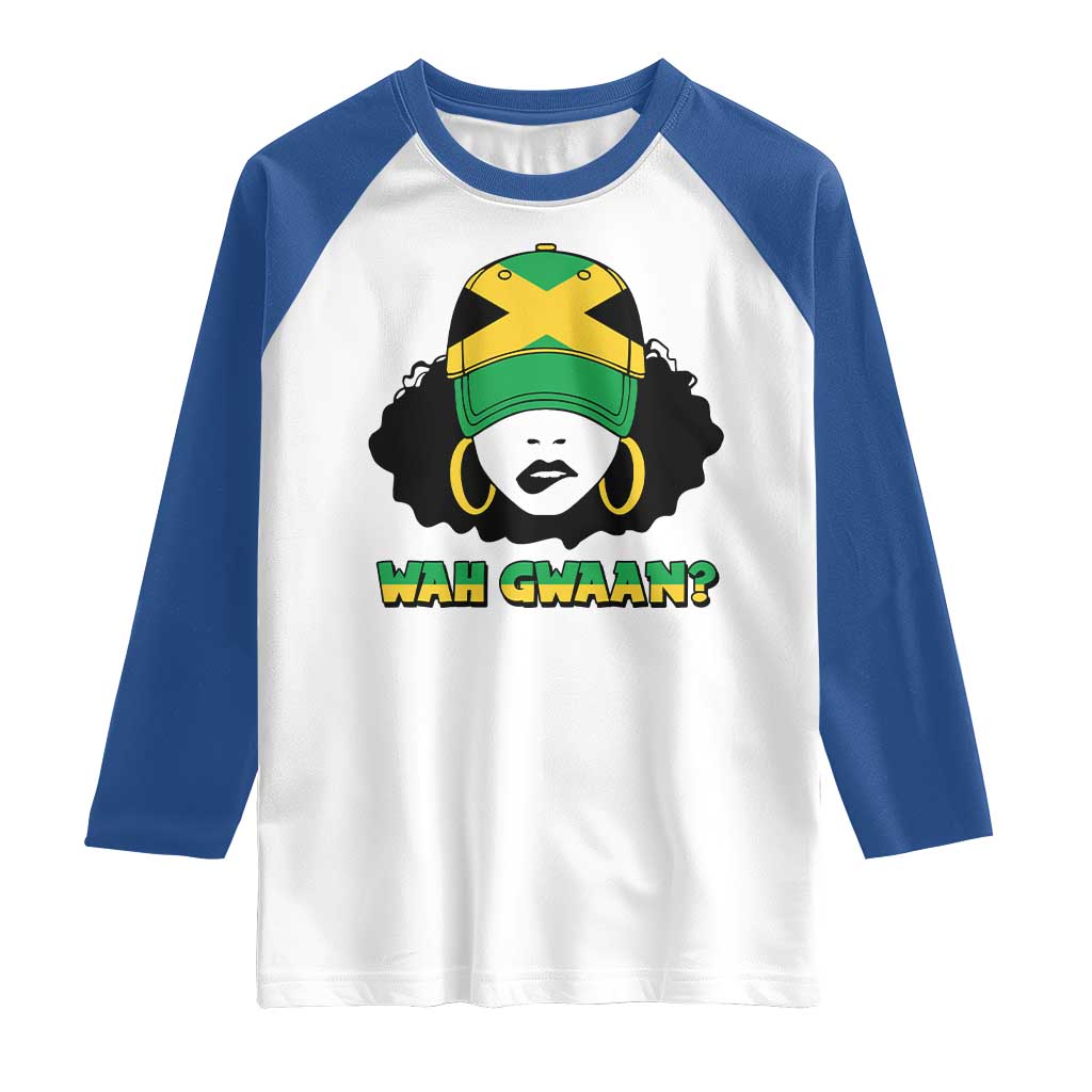 Jamaican Girl Raglan Shirt Wah Gwaan Jamaica Flag - Wonder Print Shop