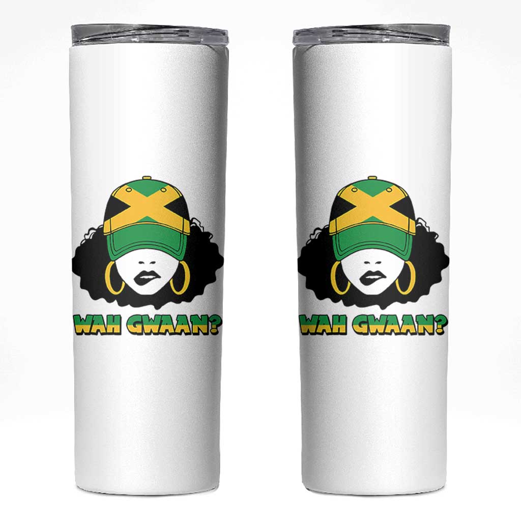 Jamaican Girl Skinny Tumbler Wah Gwaan Jamaica Flag - Wonder Print Shop