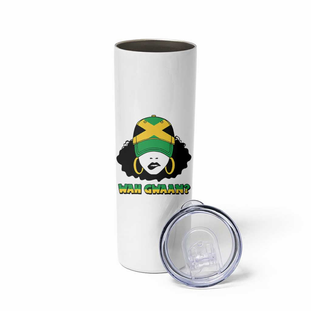 Jamaican Girl Skinny Tumbler Wah Gwaan Jamaica Flag - Wonder Print Shop
