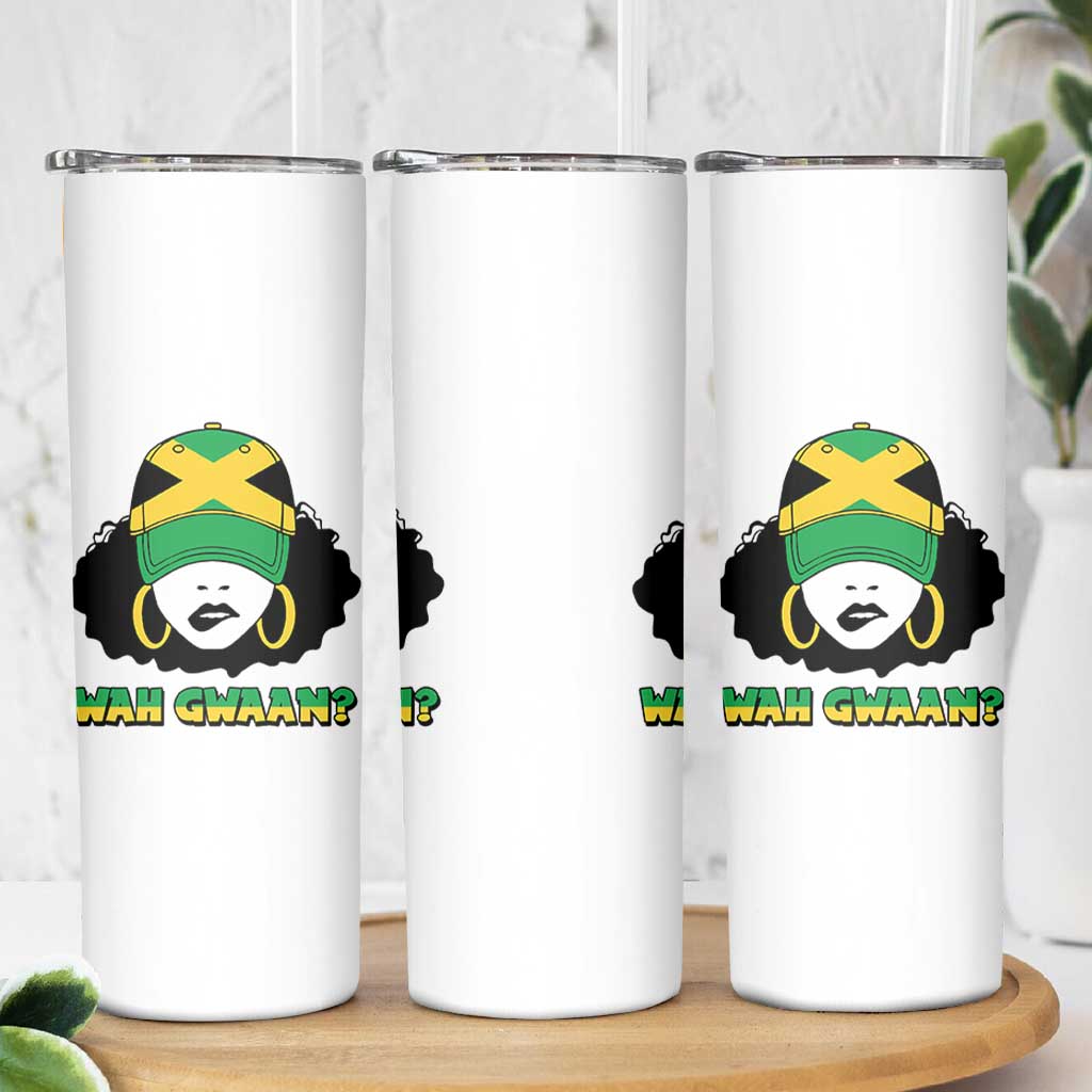 Jamaican Girl Skinny Tumbler Wah Gwaan Jamaica Flag - Wonder Print Shop