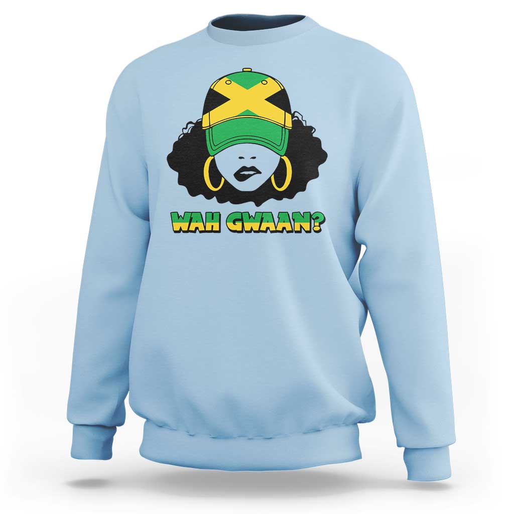 Jamaican Girl Sweatshirt Wah Gwaan Jamaica Flag - Wonder Print Shop