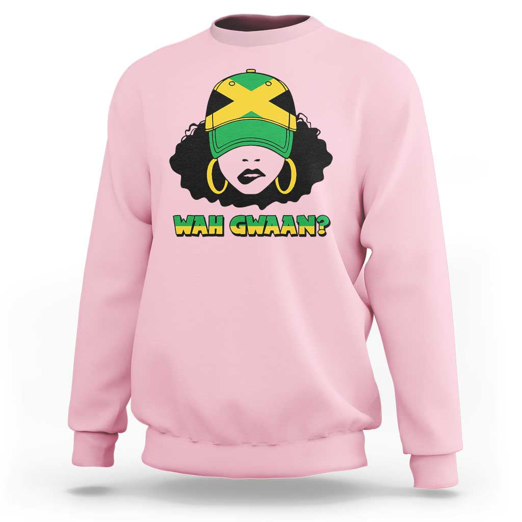 Jamaican Girl Sweatshirt Wah Gwaan Jamaica Flag - Wonder Print Shop