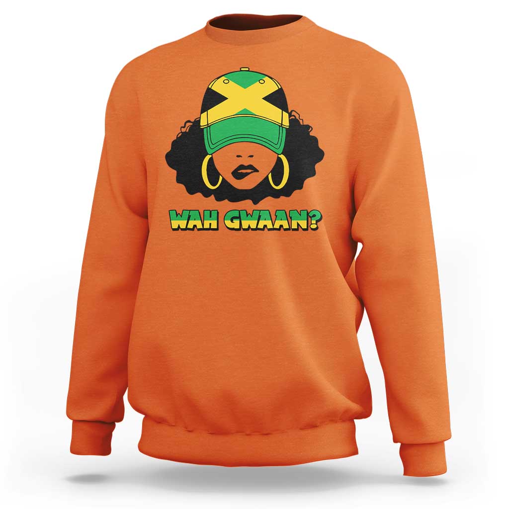 Jamaican Girl Sweatshirt Wah Gwaan Jamaica Flag - Wonder Print Shop